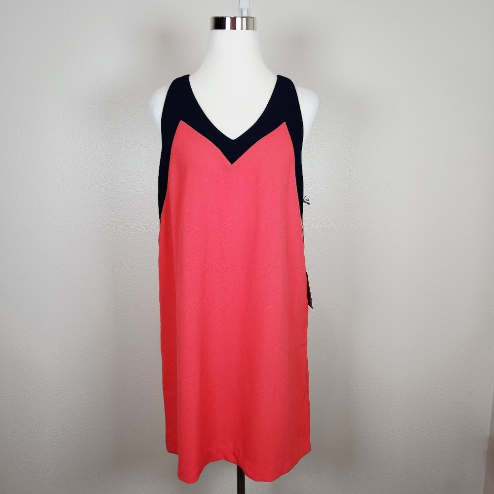 FELICITY & COCO Coral Sleeveless Racerback Chiffon Shift Dress Small Summer
